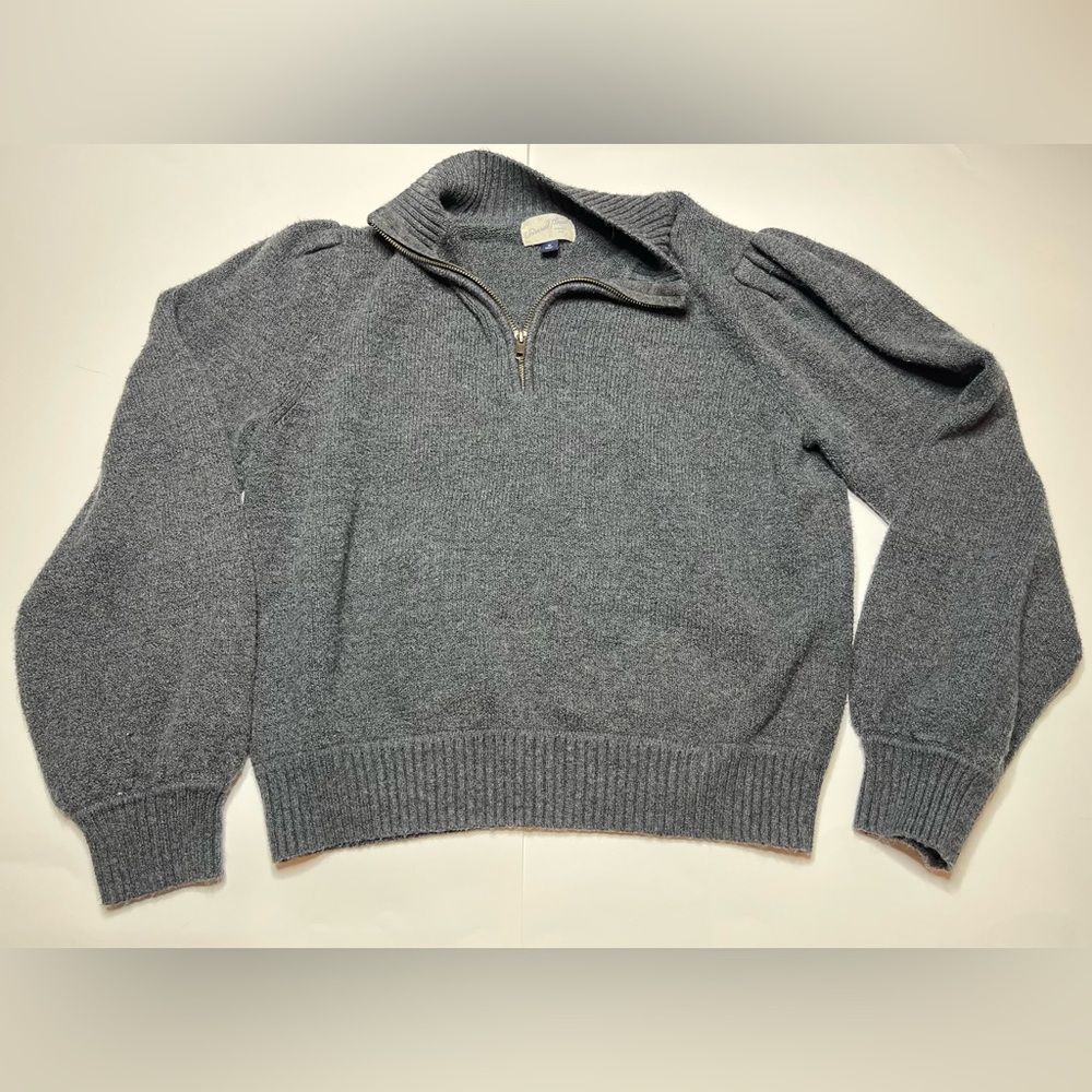 Universal Thread Puff-Sleeve 3/4 Zip Sweater